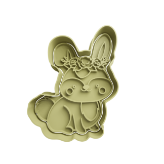 Bunny with Flowers Cookie Cutter STL 2