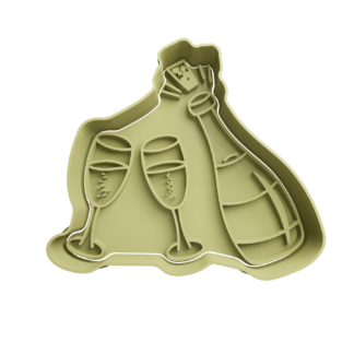 Champagne and Glasses Cookie Cutter STL