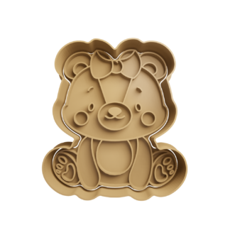 Bear with Hair Bow Cookie Cutter STL