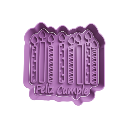 Feliz Cumple with Candles Cookie Cutter STL