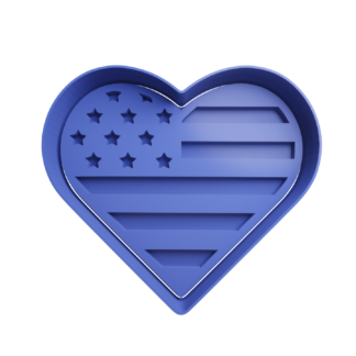 American Flag Heart Shape Cookie Cutter STL 2