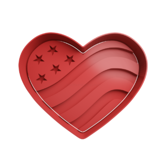 American Flag Heart Shape Cookie Cutter STL