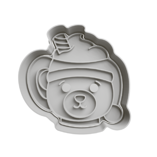 Polar Bear with Santa Hat Head Cup Shaped Cookie Cutter STL