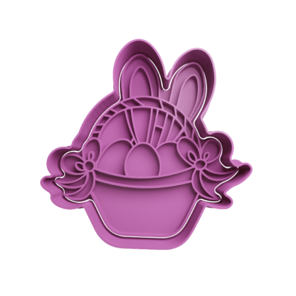 Easter Bunny in a Basket with Eggs Cookie Cutter STL