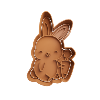 Bunny with Carrot Cookie Cutter STL 2