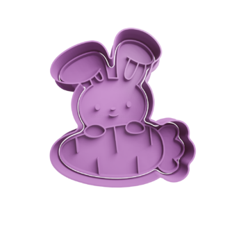 Bunny with Big Carrot Cookie Cutter STL