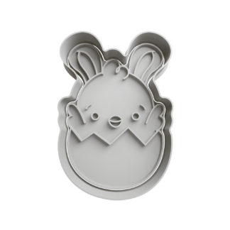 Chick with Bunny Custome in Egg Cookie Cutter STL 3