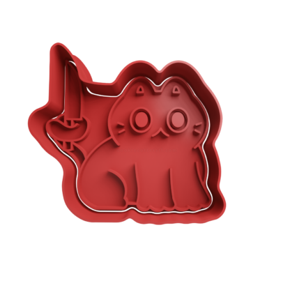 Cat Cute with Knife Cookie Cutter STL