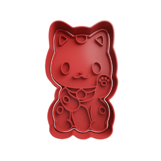Beckoning Cat Maneki-neko Cookie Cutter STL