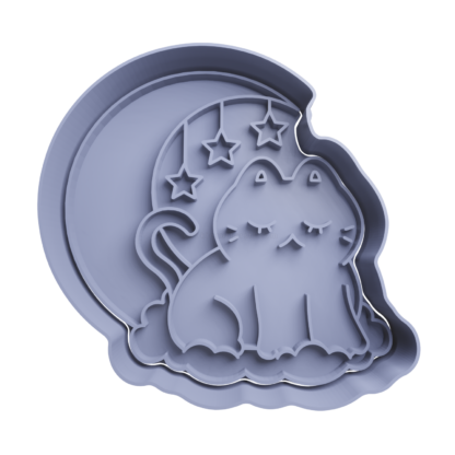 Cat Cute with Moon Cookie Cutter STL