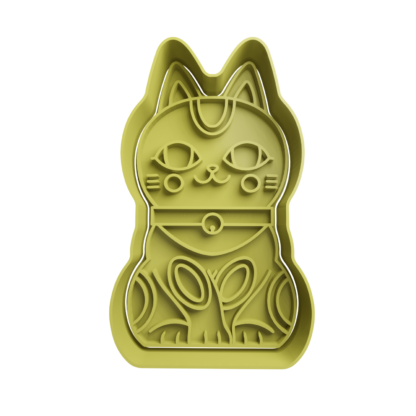 Beckoning Cat Maneki-neko Cookie Cutter STL 3