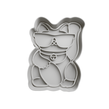 Beckoning Cat Maneki-neko with Glasses Cookie Cutter STL