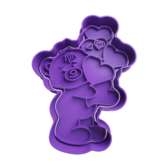 Teddy Bear with Hearts Cookie Cutter STL