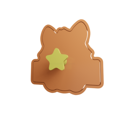 Fox with Name Tag Label Cookie Cutter STL