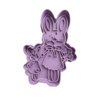 Rabbit Mom with his Son Cookie Cutter STL
