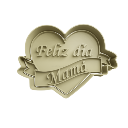 Heart with Banner -Feliz día Mamá Cookie Cutter STL