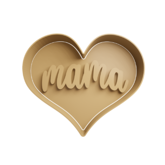Mama in Heart Cookie Cutter STL 2