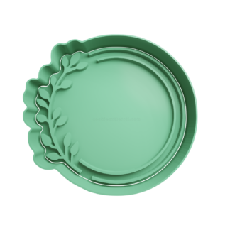 Circle with Foliage Leaves Cookie Cutter STL 7