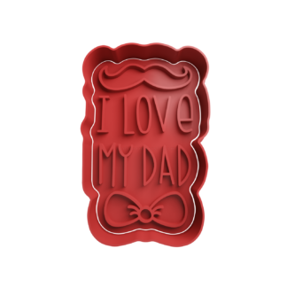 Mustache I love my Dad with Bow Cookie Cutter STL