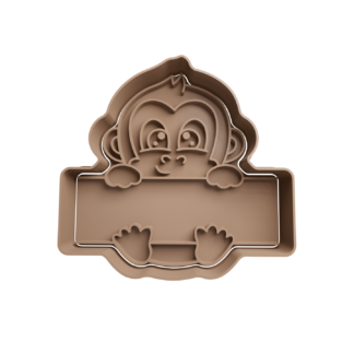Monkey with Name Tag Label Cookie Cutter STL