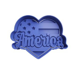 American Flag Heart Shape Cookie Cutter STL 3