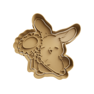Bunny with Flower Cookie Cutter STL 2