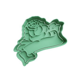 Rose with Banner Cookie Cutter STL 3
