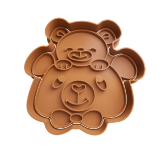 Father Bear with Baby Cookie Cutter STL