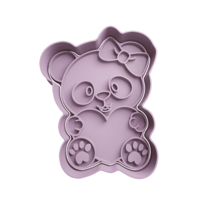 Panda Bear with Heart Cookie Cutter STL 2