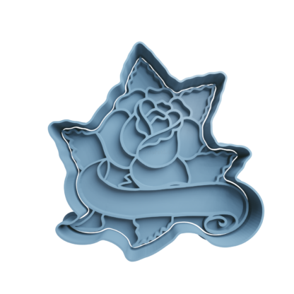 Rose with Banner Cookie Cutter STL 2