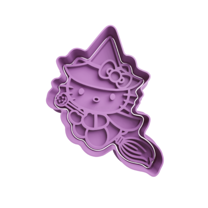 Hello Kitty Witch on Broomstick Cookie Cutter STL 2