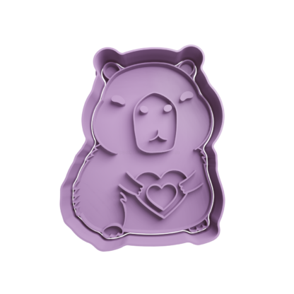 Capybara with Heart Cookie Cutter STL