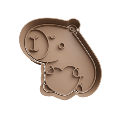 Capybara with Heart Cookie Cutter STL 4