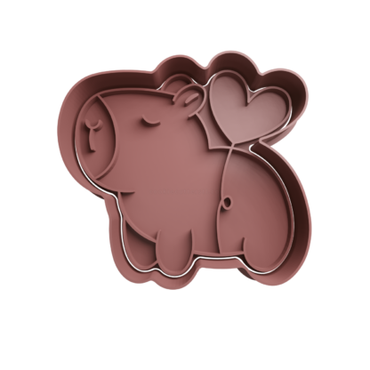 Capybara with Heart Cookie Cutter STL 2