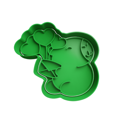 Capybara with Letter and Heart Ballons Cookie Cutter STL
