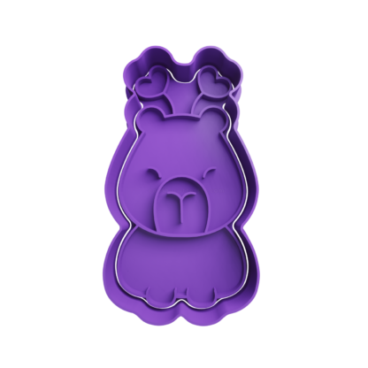 Capybara with Hearts Cookie Cutter STL