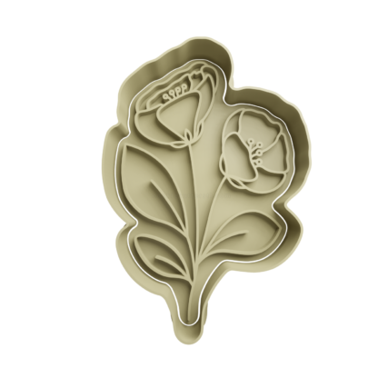 2 Flowers Cookie Cutter STL