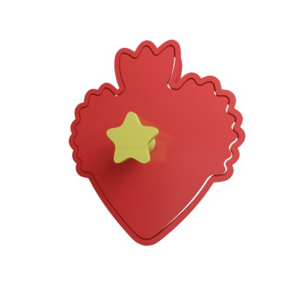 Mexican Sacred Heart with Fire Flames Cookie Cutter STL