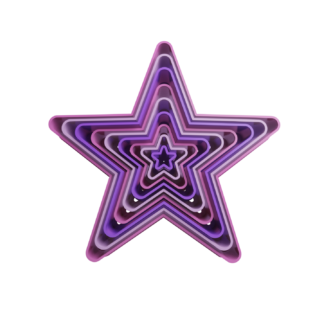 Set Rounded Stars 5 Points Cookie Cutter STL 2