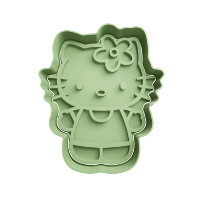 Hello Kitty with Flower Cookie Cutter STL